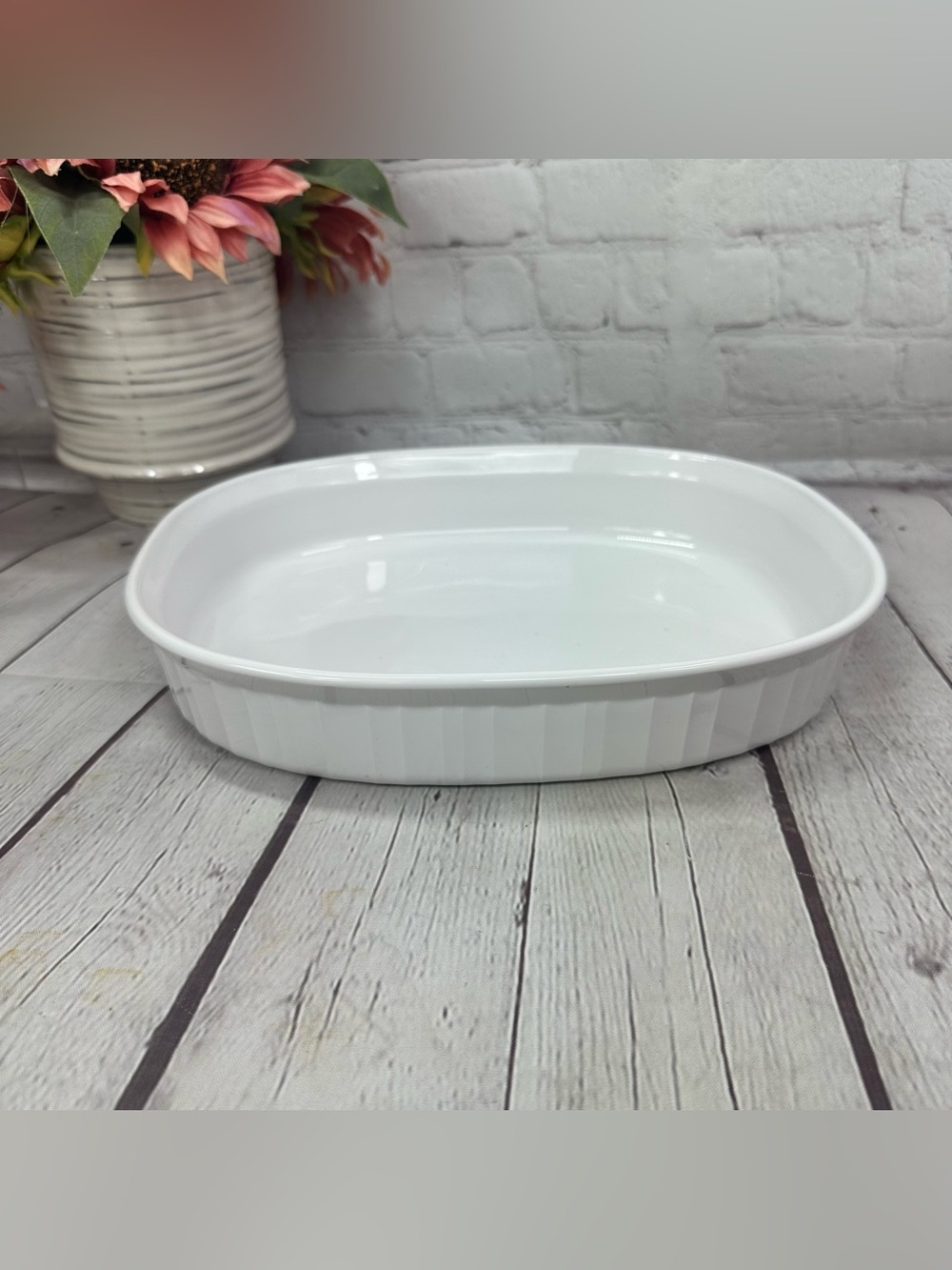 vtg Corning ware french white F-6-B 1.8 L oval casserole dish bakeware farmhouse